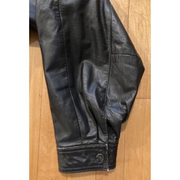 Vintage Anchor Blue Black Leather Jacket MENS LARGE *BUSTED ZIPPER - See Pics* - Picture 8 of 8